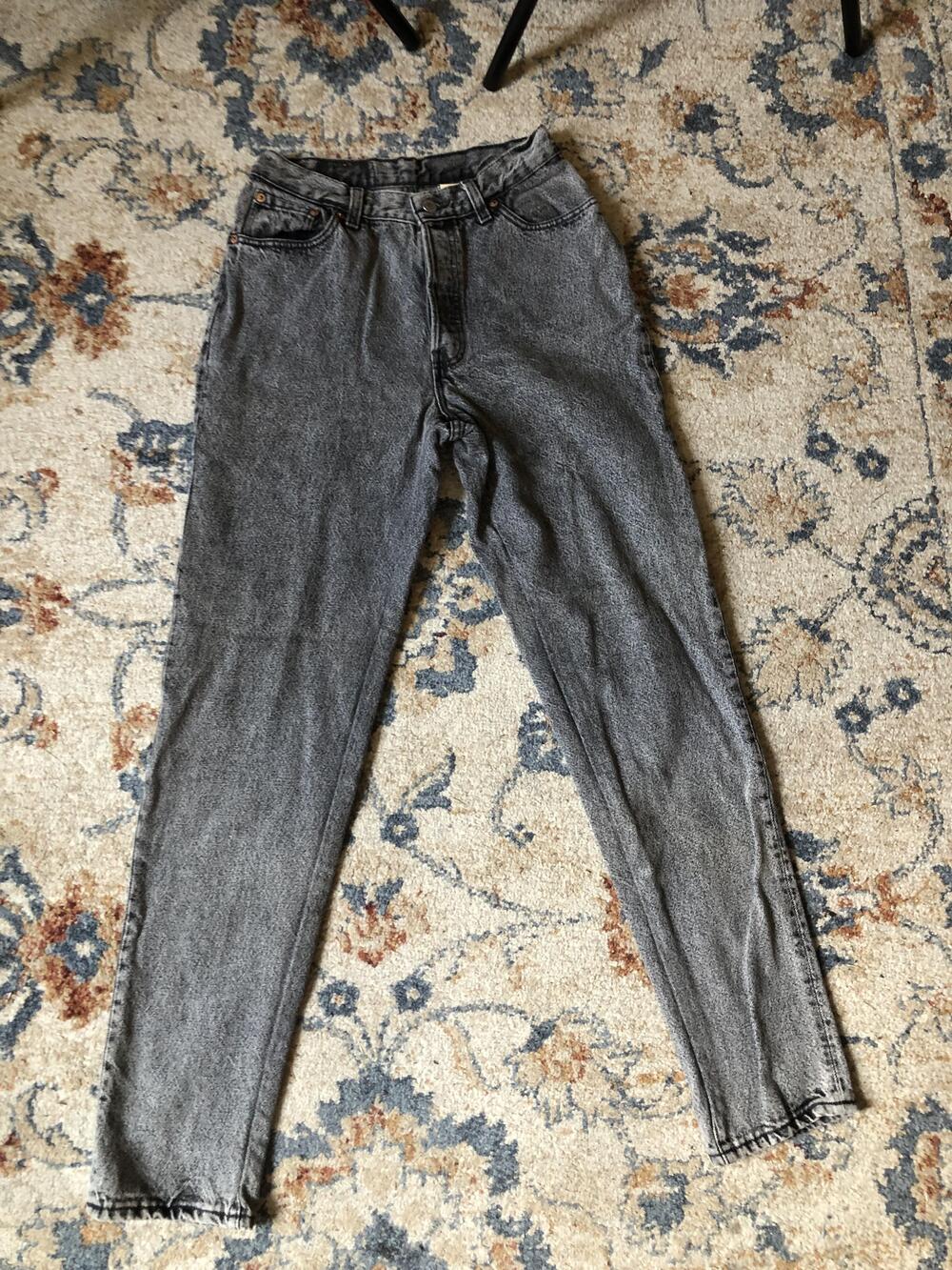 Vintage Levis Jeans Womens 11 Black Acid Wash High Rise Tapered Leg Made USA 90s
